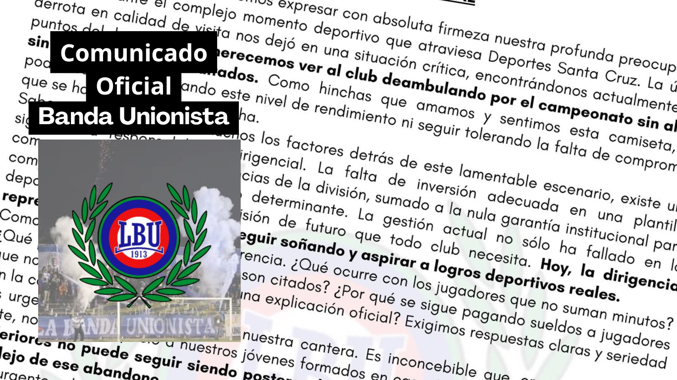Comunicado Oficial Banda Unionista